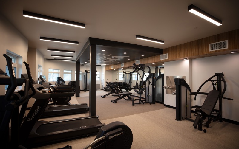 fitness center with exercise equipment