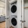 stacked washer/dryer units in laundry closet
